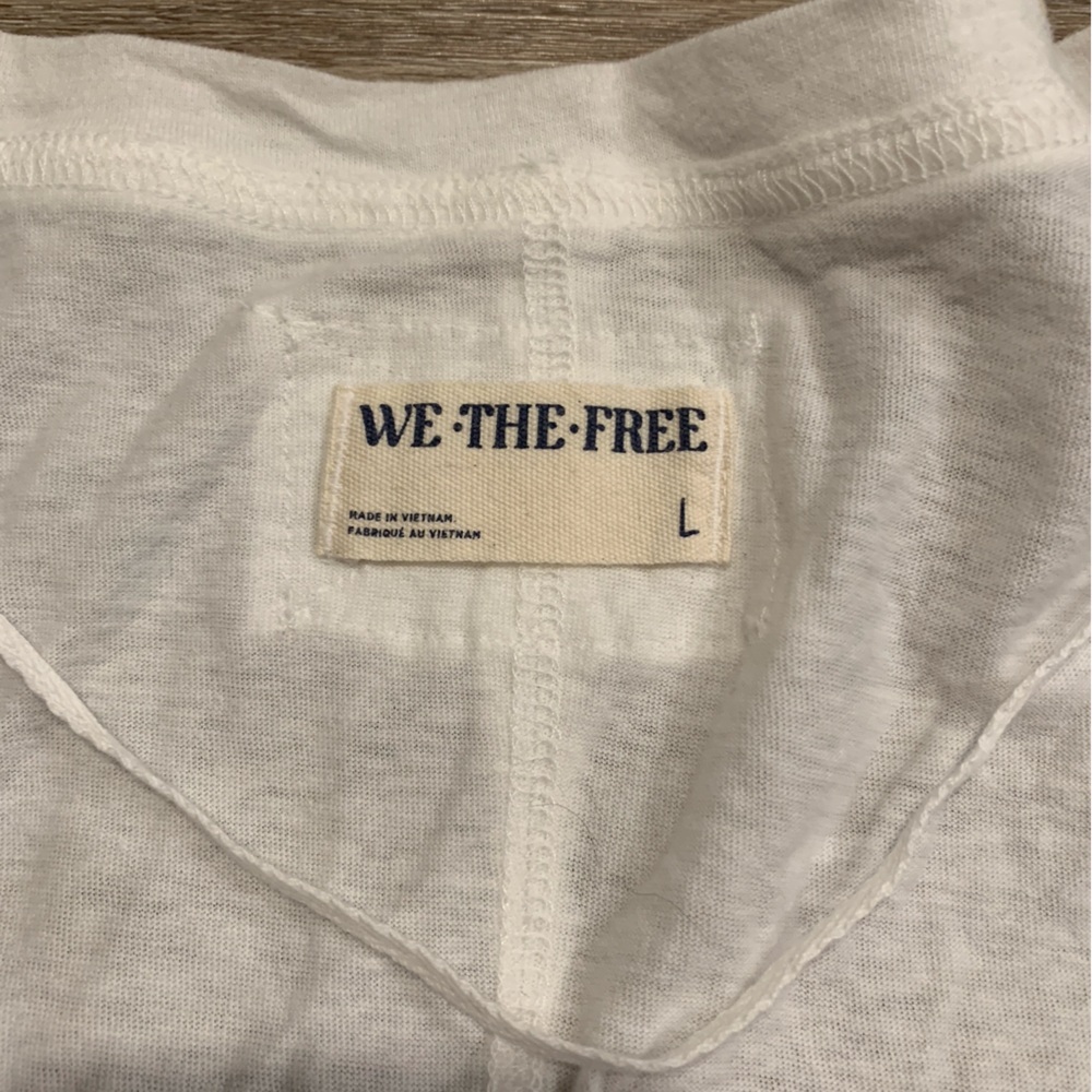 NWT We the Free Free People Nina White V-Neck Cotton T-Shirt Size L - Picture 6 of 7